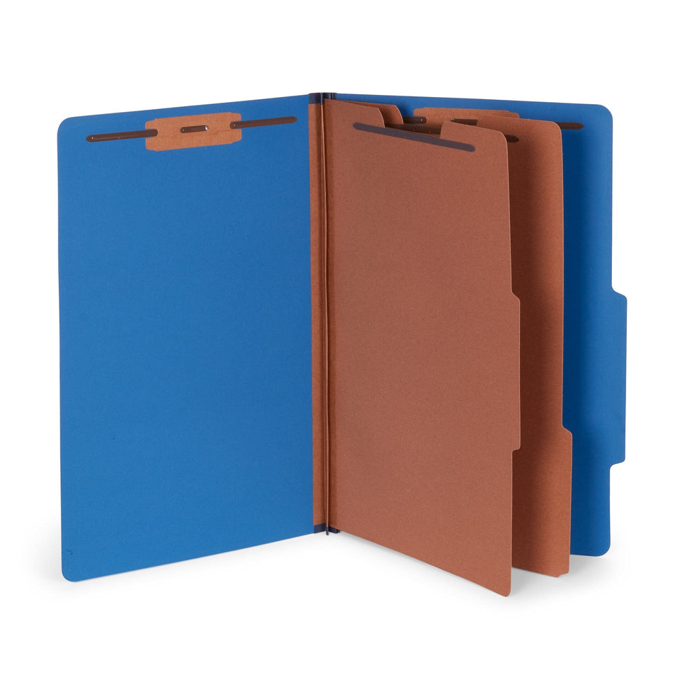 Classification Folders, Legal Size, 2 Dividers, Dark Blue (-326 color), 10 Pack Blue Summit Supplies 