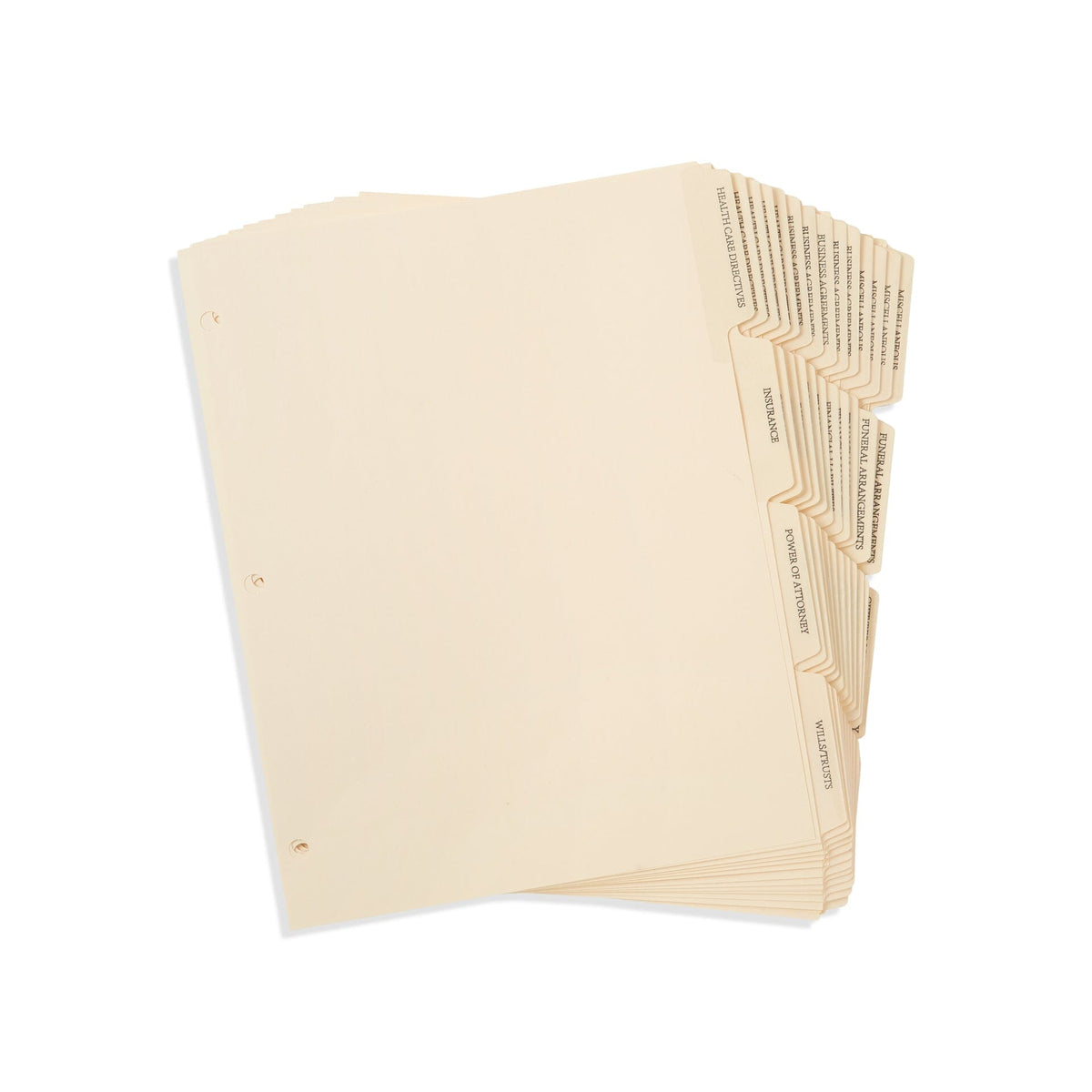 Blue Summit Estate Planning Dividers, Pre-Printed and Reinforced Index