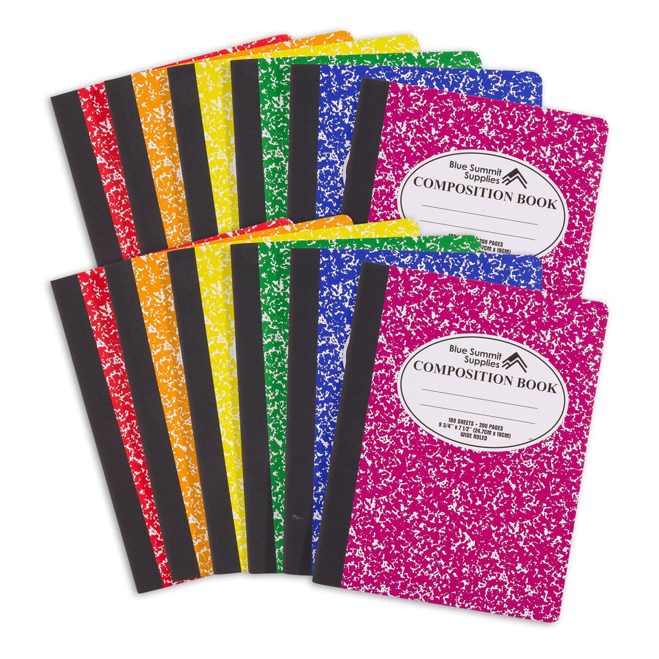 Wide Ruled Composition Notebooks, 100ct, Assorted Colors, Carton, 48 Pack Blue Summit Supplies 