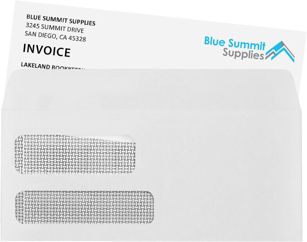 Mail Invoices Envelope Blue Summit Supplies #9 Invoice Envelopes, Double Window, Security Tin