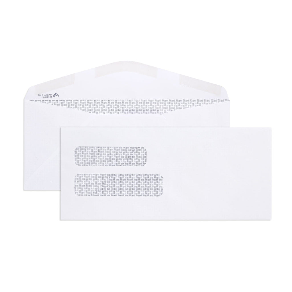 Express Mail Window Envelope 500 No. 10 Double Window Security Envelope, Diagonal Seam, Gummed Seal