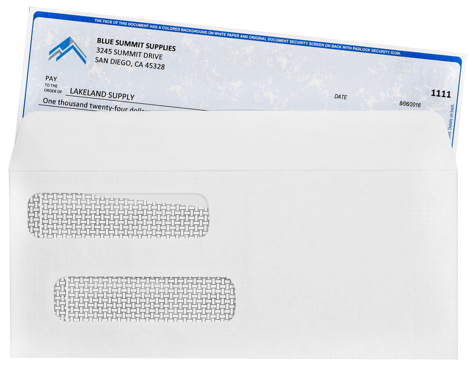 Blue Summit Supplies #8 Business Envelopes, Double Window, Security Tint, For QuickBooks, Self Seal, 500/Pack