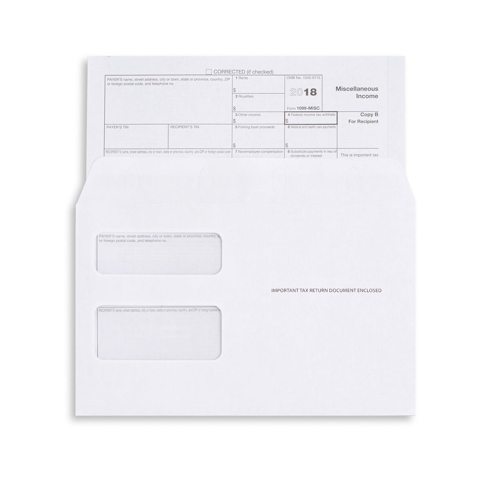 1099 MISC Tax Form Envelopes, Gummed Seal, 500 Count Envelopes Blue Summit Supplies 