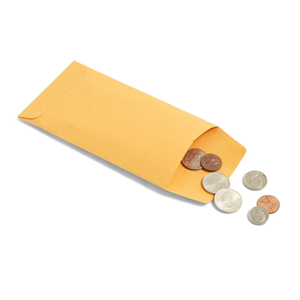 Blue Summit Supplies #7 Coin Envelopes, Kraft, Gummed, 500 Pack