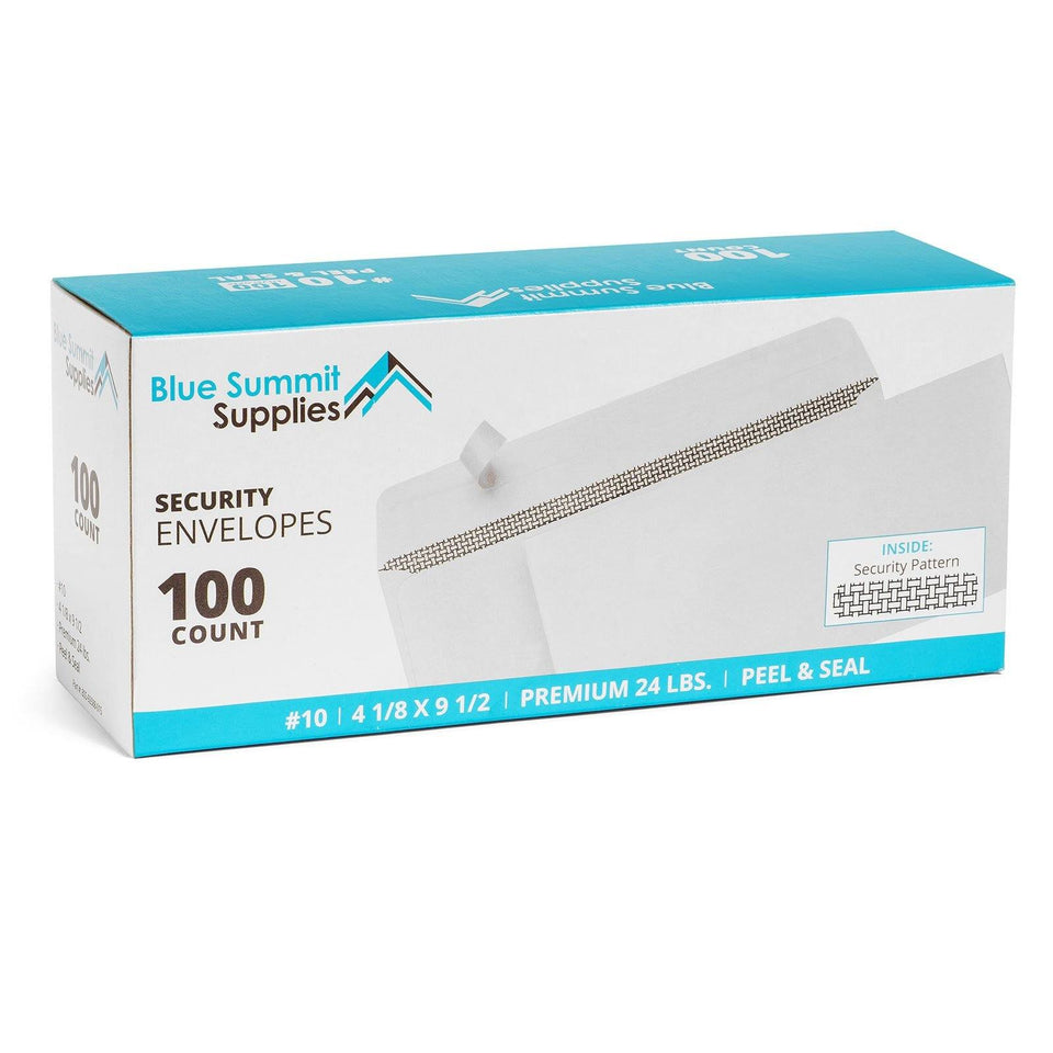 Blue Summit Supplies #10 Business Envelopes, Windowless, Security Tint, Self Seal, 100 Pack