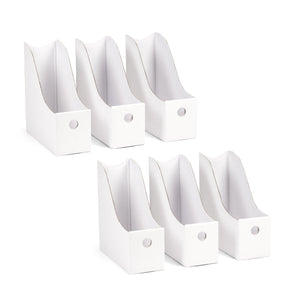 White Cardboard Magazine Holders, 6 Pack Stapler Blue Summit Supplies 