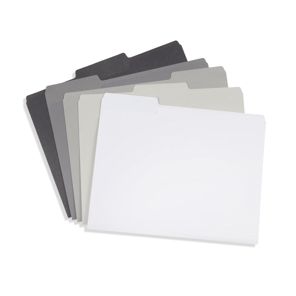 Blue Summit Supplies Grayscale File Folders, Letter Size, 1/3 Tab Cut, 100-Pack File Folders Blue Summit Supplies 