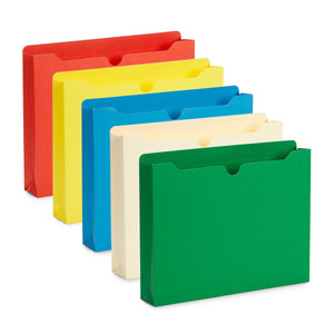 2" Expanding File Jacket, Letter Size, Assorted Colors, 25 Pack Folders Blue Summit Supplies 