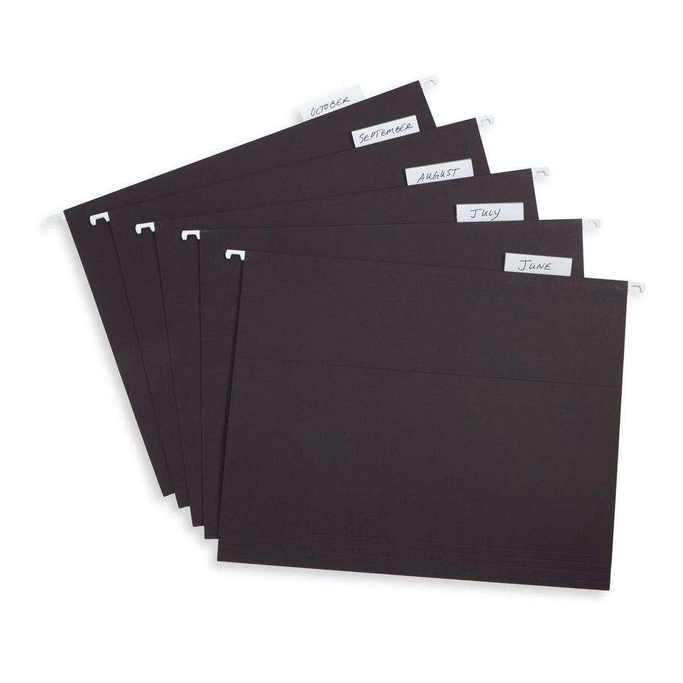 Hanging File Folders, Letter Size, Black, 25 Pack Folders Blue Summit Supplies 