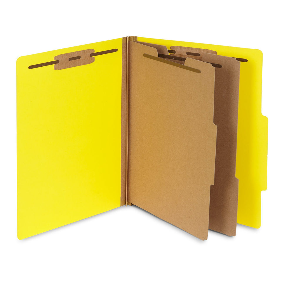 Classification Folders with 2 Dividers, Letter Size, Yellow, 10 Count Folders Blue Summit Supplies 