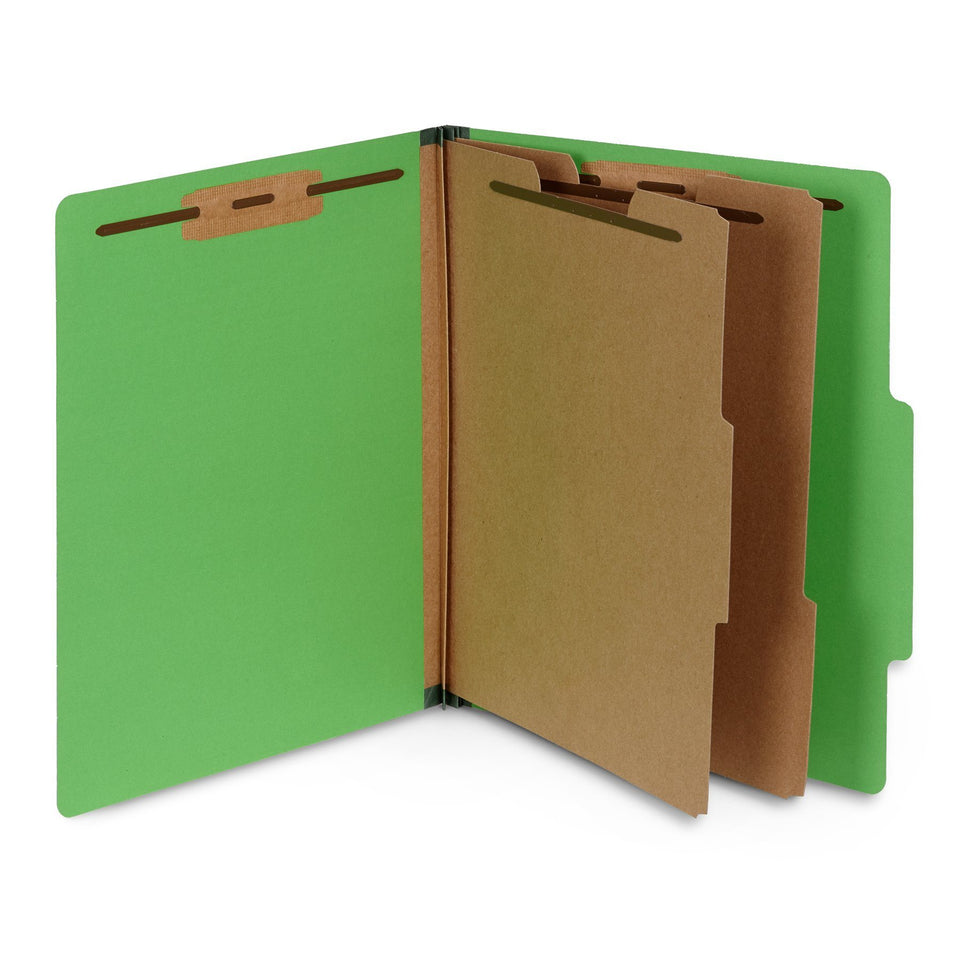 Classification Folders with 2 Dividers, Letter Size, Green, 10 Count Folders Blue Summit Supplies 