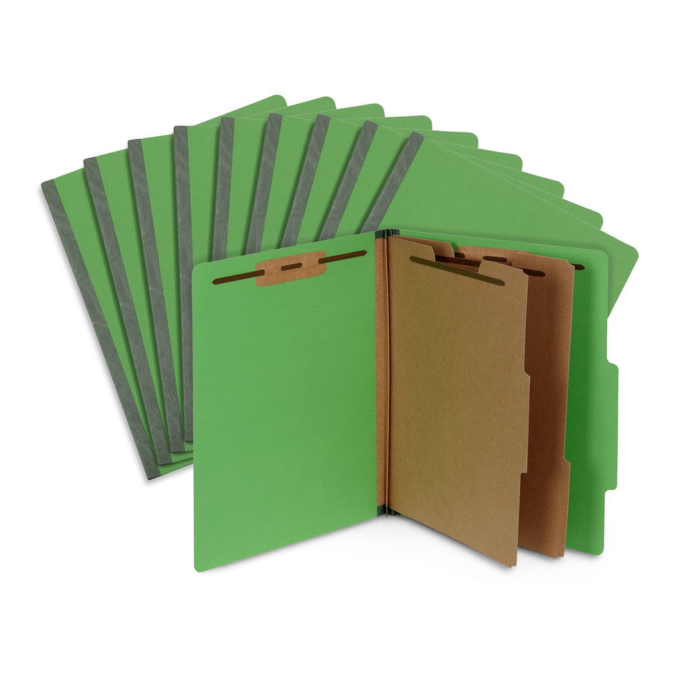 Classification Folders with 2 Dividers, Letter Size, Green, 10 Count Folders Blue Summit Supplies 