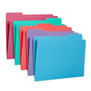 File Folders, Letter Size, Assorted Gem Tone Colors, 100 Pack Folders Blue Summit Supplies 