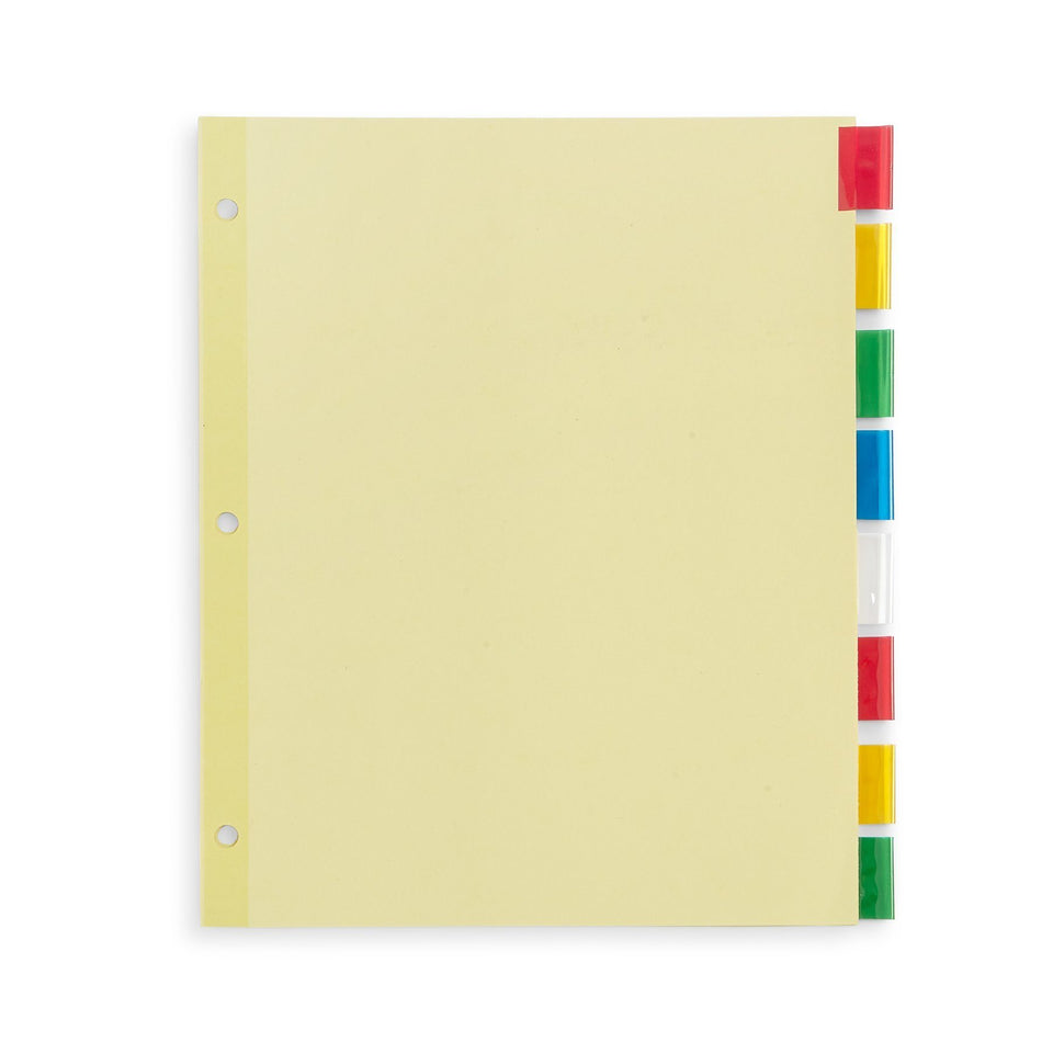 Tabbed Binder Dividers, 1/8 Cut Plastic Tabs, Colored, 6 Sets Binder Dividers Blue Summit Supplies 