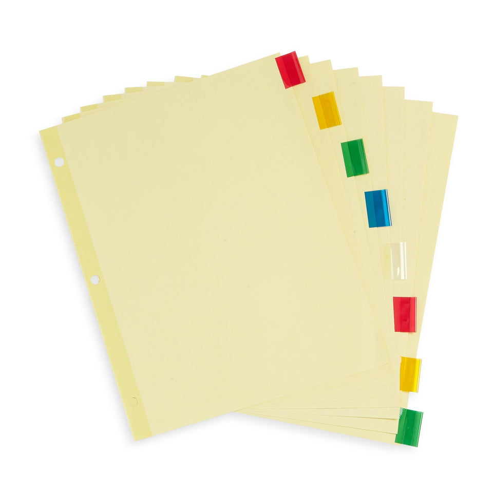 Tabbed Binder Dividers, 1/8 Cut Plastic Tabs, Colored, 6 Sets Binder Dividers Blue Summit Supplies 