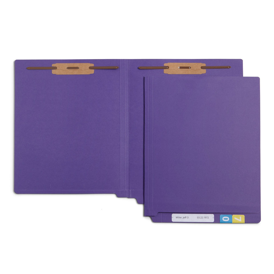 End Tab Fastener File Folders, Letter Size, Purple, 50 Pack Folders Blue Summit Supplies 