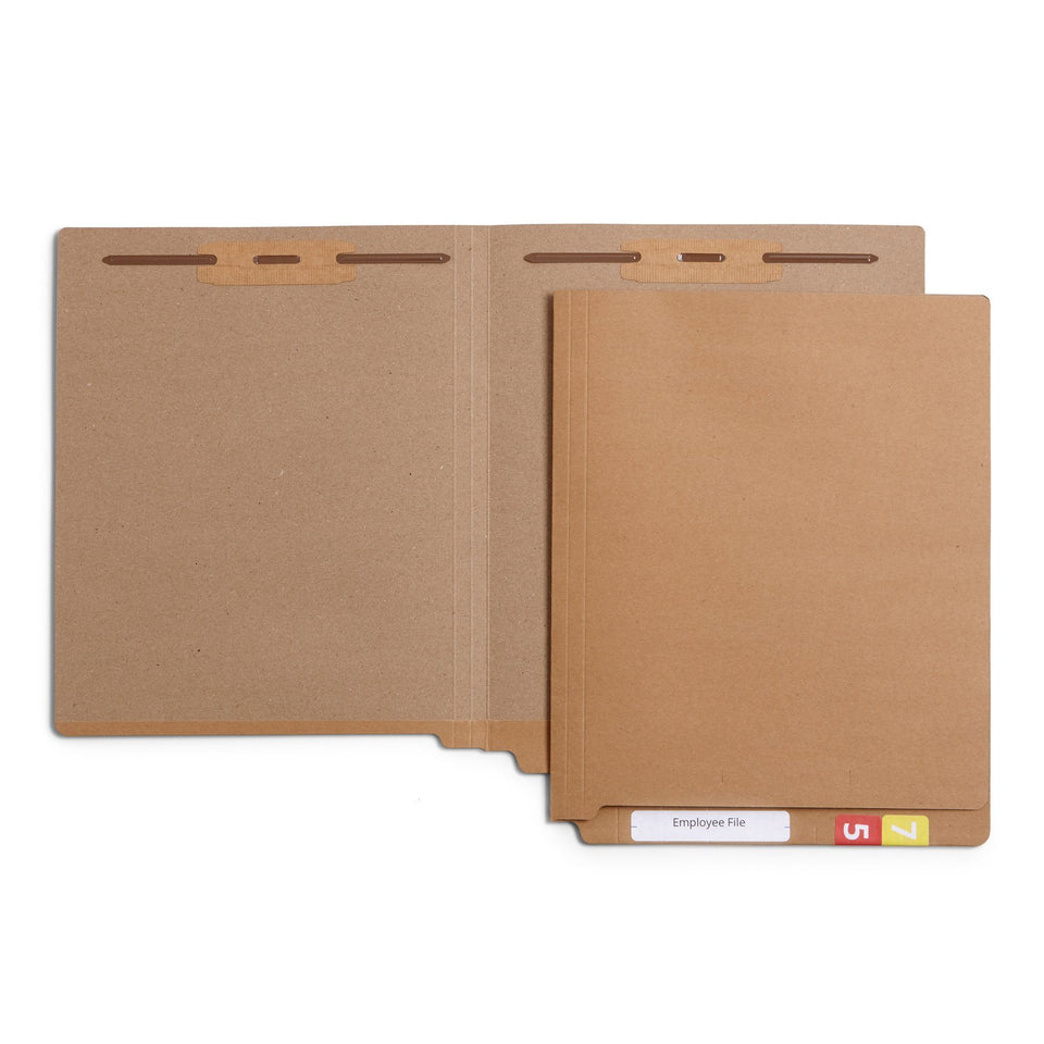 End Tab Fastener File Folders, Letter Size, Kraft, 50 Pack Folders Blue Summit Supplies 