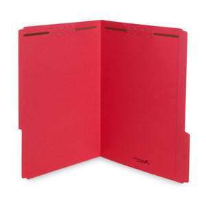 Fastener File Folders, Legal Size, Red, 50 Pack Folders Blue Summit Supplies 