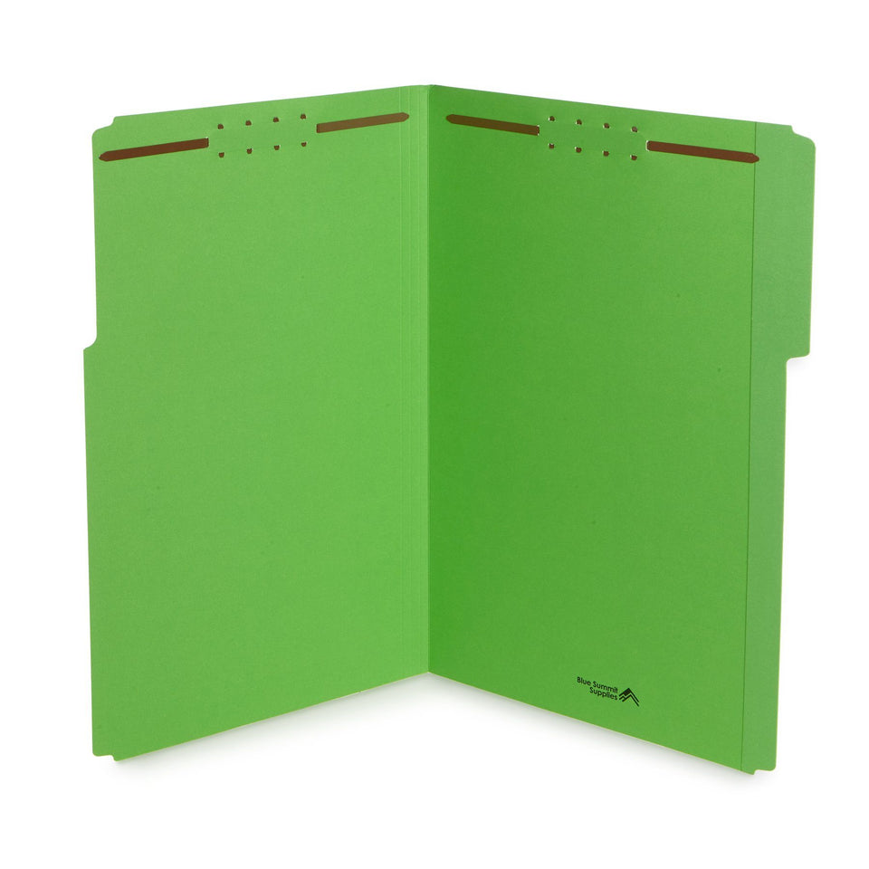 Fastener File Folders, Legal Size, Green, 50 Pack Folders Blue Summit Supplies 