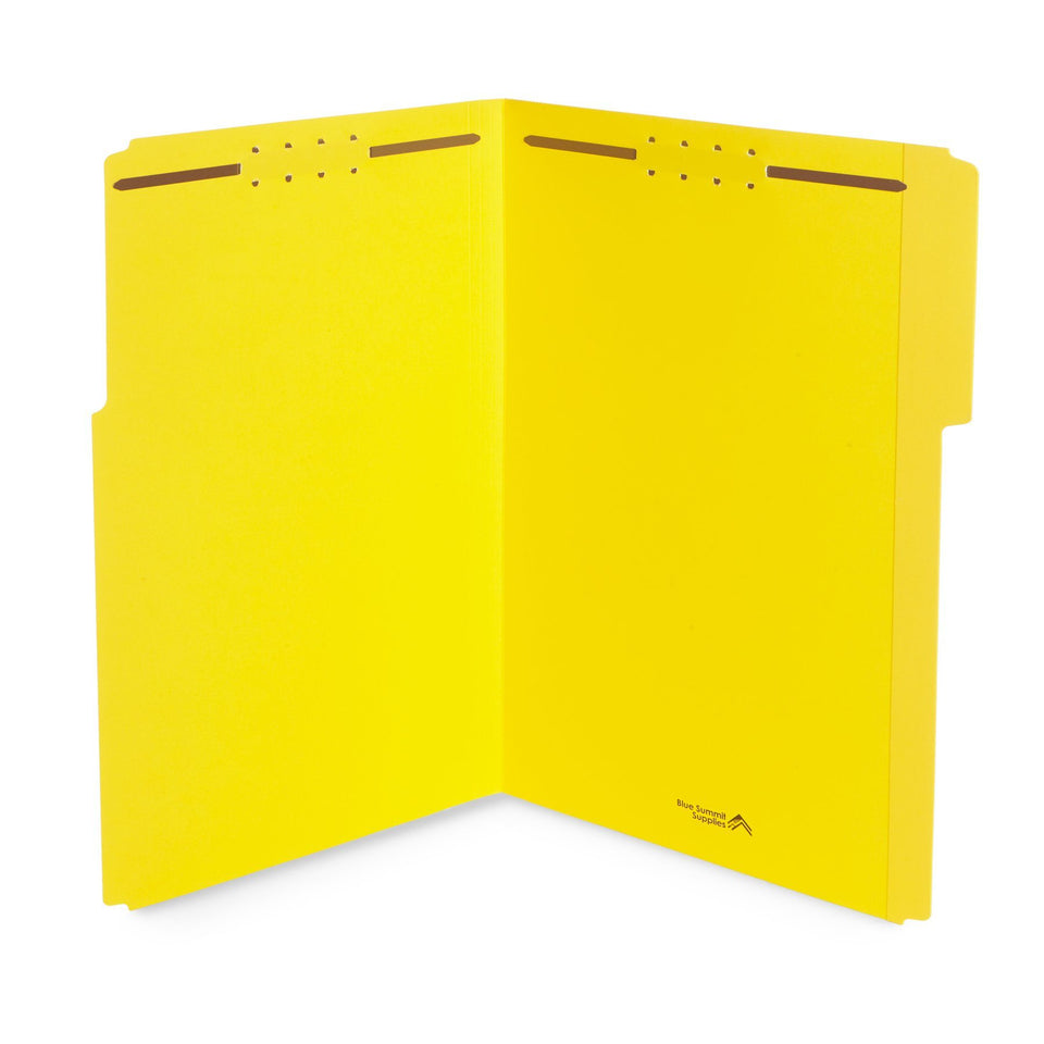 Fastener File Folders, Legal Size, Yellow, 50 Pack Folders Blue Summit Supplies 