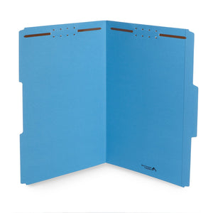 Fastener File Folders, Legal Size, Blue, 50 Pack Folders Blue Summit Supplies 