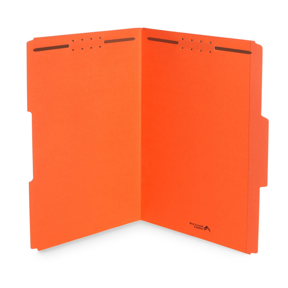 Fastener File Folders, Legal Size, Orange, 50 Pack Folders Blue Summit Supplies 