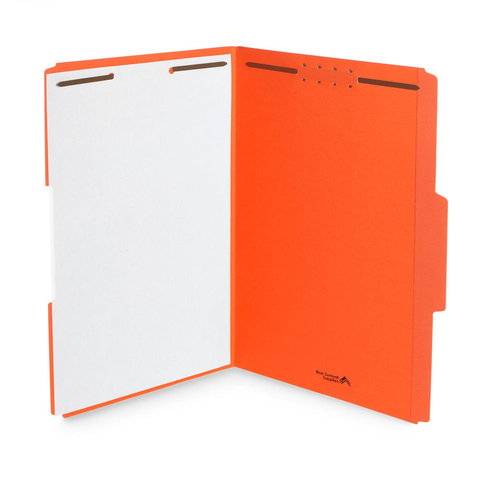 Fastener File Folders, Legal Size, Orange, 50 Pack Folders Blue Summit Supplies 