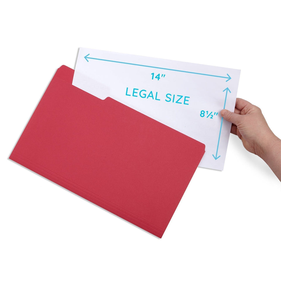 File Folders, Legal Size, Red, 100 Pack Folders Blue Summit Supplies 