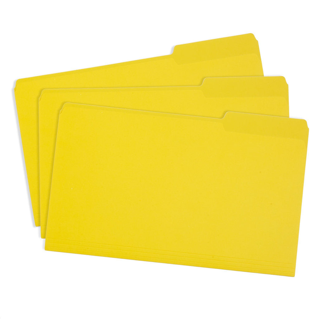 Blue Summit Supplies File Folders, Legal, 1/3 Tab, Yellow, 100 Pack