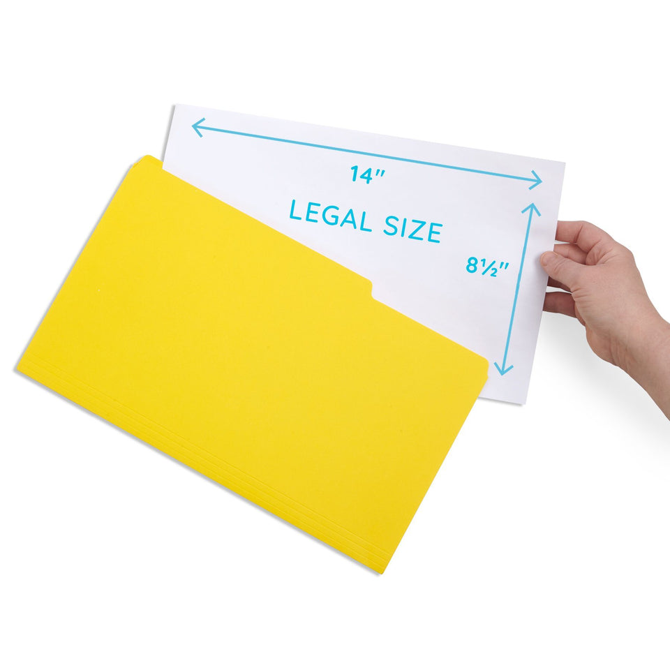 File Folders, Legal Size, Yellow, 100 Pack Folders Blue Summit Supplies 