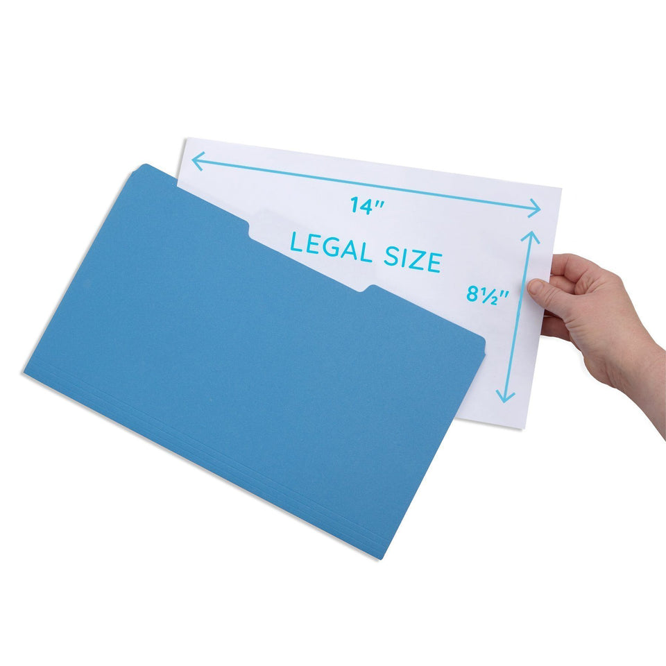 File Folders, Legal Size, Blue, 100 Pack Folders Blue Summit Supplies 