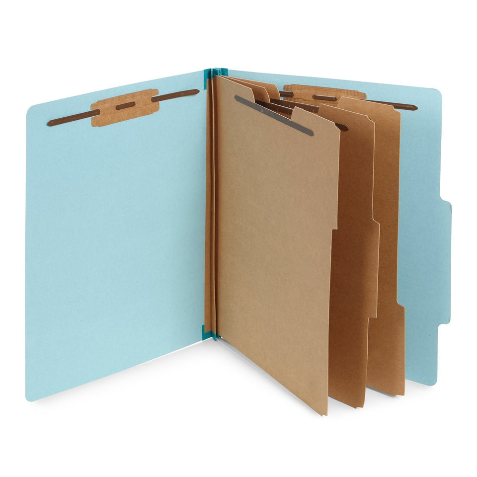 Classification Folders with 3 Dividers, Letter Size, Light Blue, 10 Count Folders Blue Summit Supplies 
