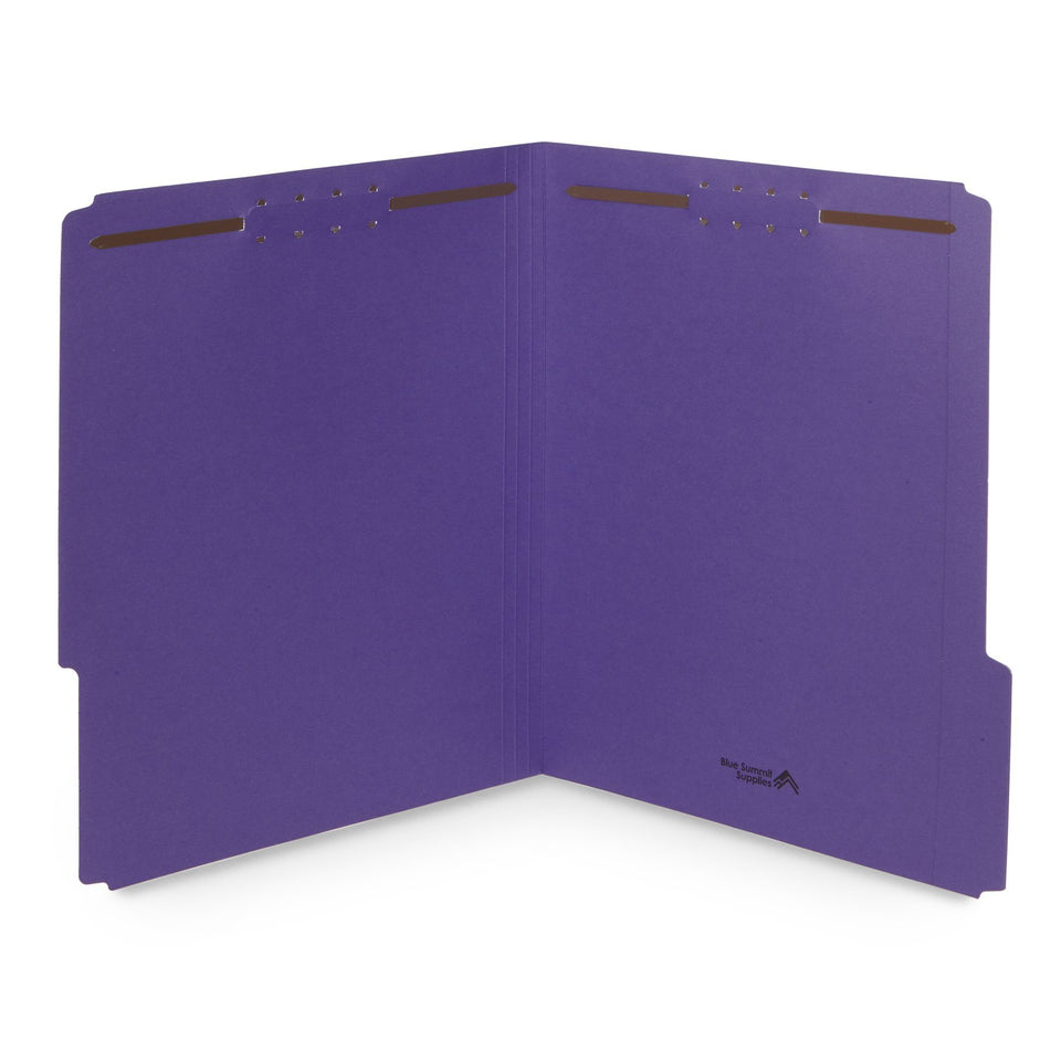 Fastener File Folders, Letter Size, Purple, 50 Pack Folders Blue Summit Supplies 