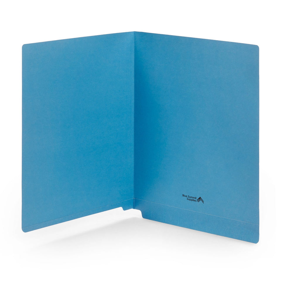 End Tab Fastener File Folders, Reinforced Tab, Letter Size, Blue, 50 Pack Folders Blue Summit Supplies 