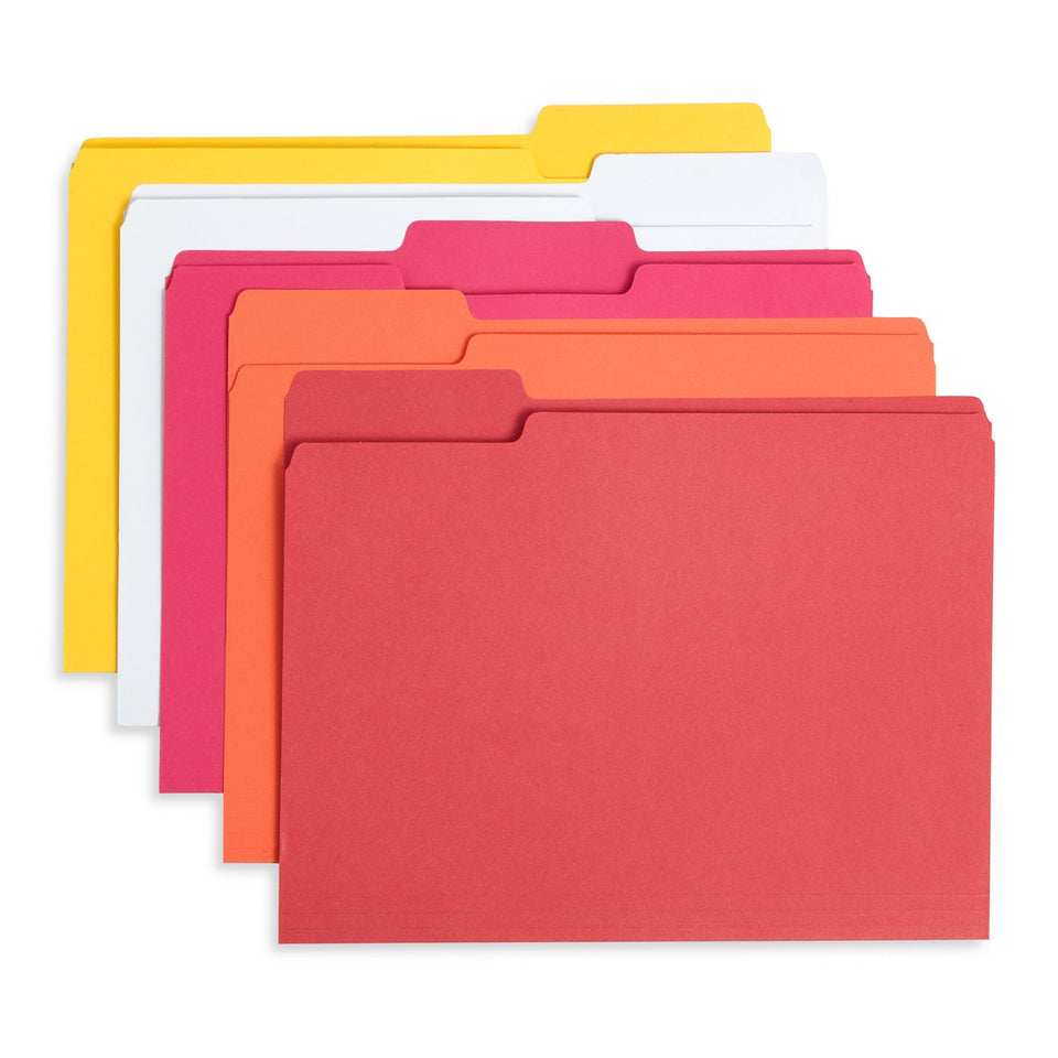 Warm Tones File Folders with 1/3 Cut Tab, Letter Size, Assorted Colors, 100 Count Folders Blue Summit Supplies 
