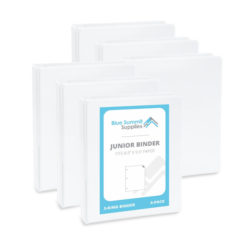 1” Mini 3-Ring Binder, White, 6 Count binders Blue Summit Supplies 
