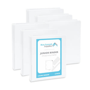 1” Mini 3-Ring Binder, White, 6 Count binders Blue Summit Supplies 