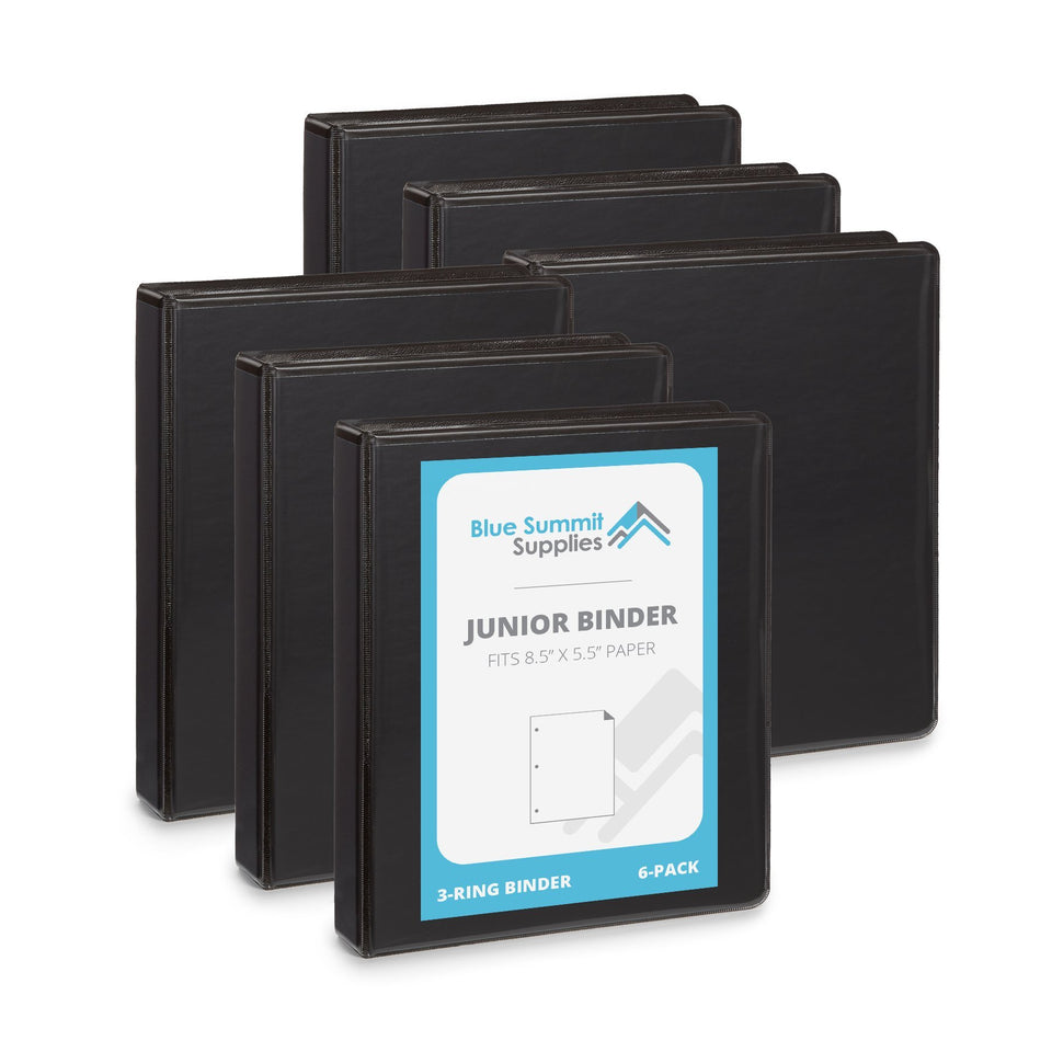 1” Mini 3-Ring Binder, Black, 6 Count binders Blue Summit Supplies 