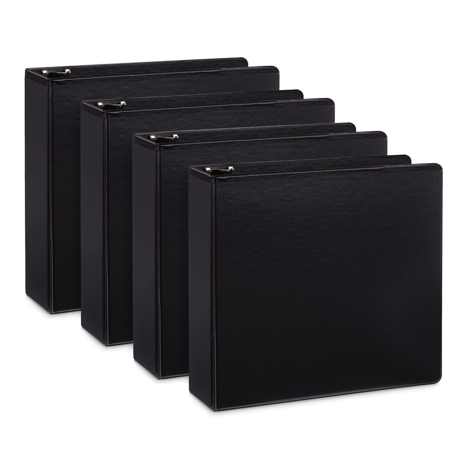 3’’ 3-Ring Binders, Black, 4 Pack binders Blue Summit Supplies 