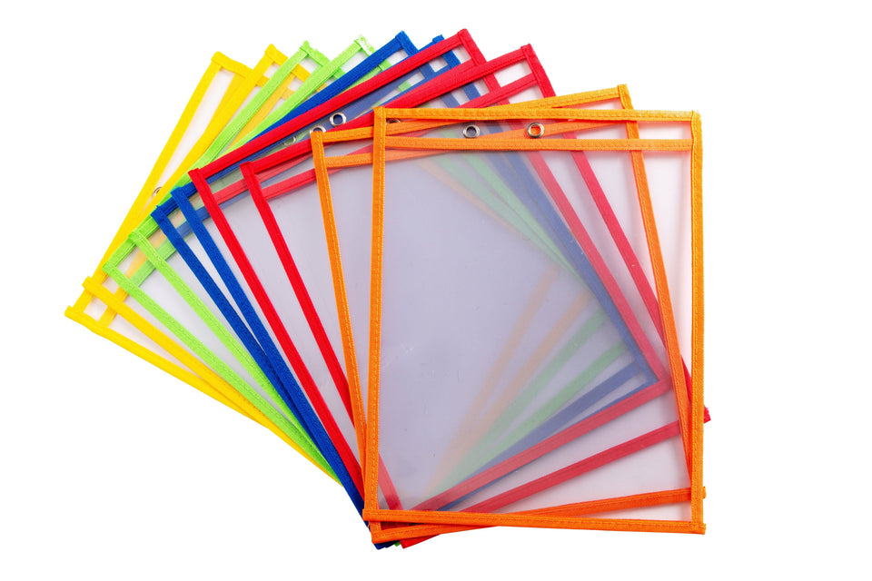 Blue Summit Supplies Dry Erase Pockets, Assorted Colors, 30 Pack