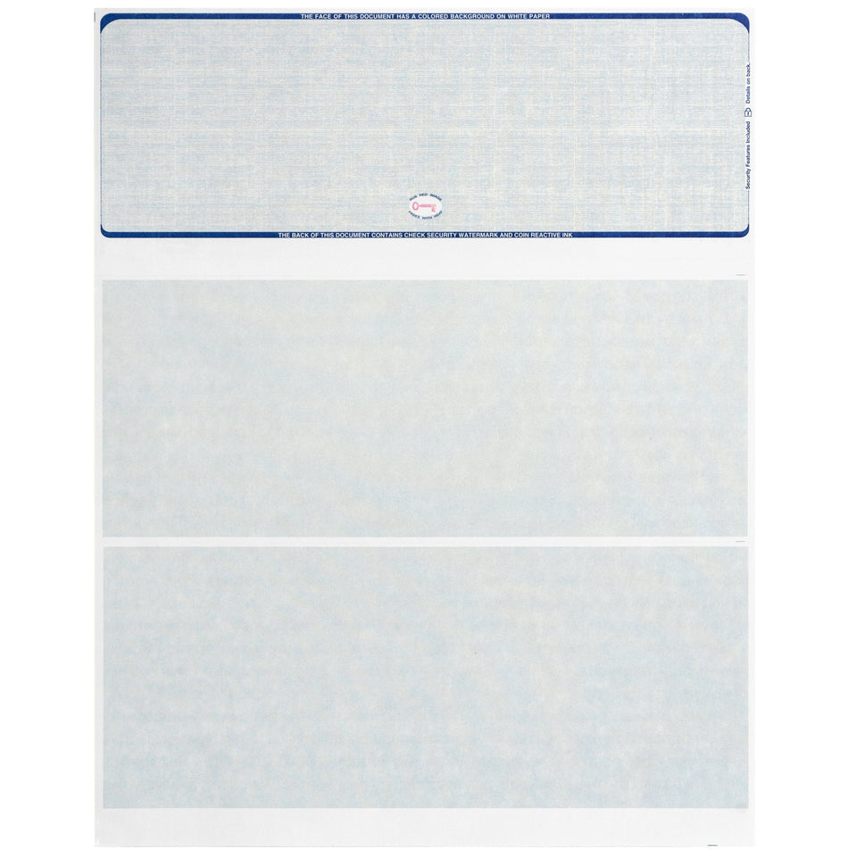 Blank Check Stock, Perforated, 500 Sheets Business Forms Blue Summit Supplies 