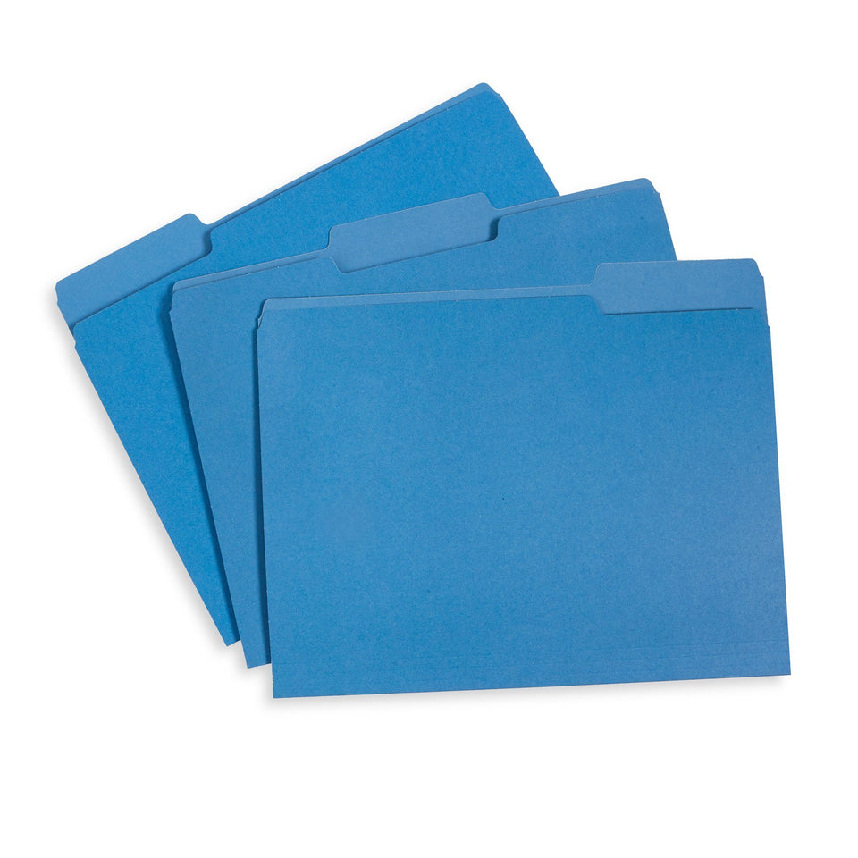 File Folders, Letter Size, Blue, 100 Pack Folders Blue Summit Supplies 