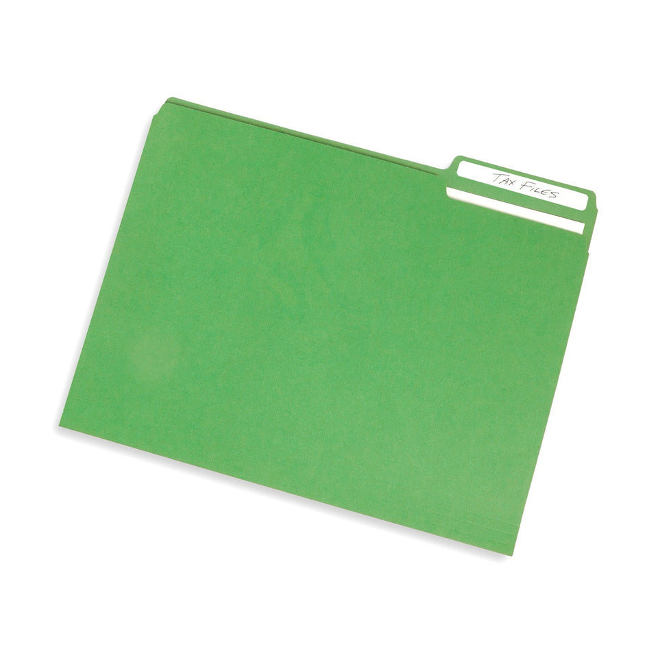 Blue Summit Supplies File Folders, Letter, 1/3 Tab, Green, 100/Pack