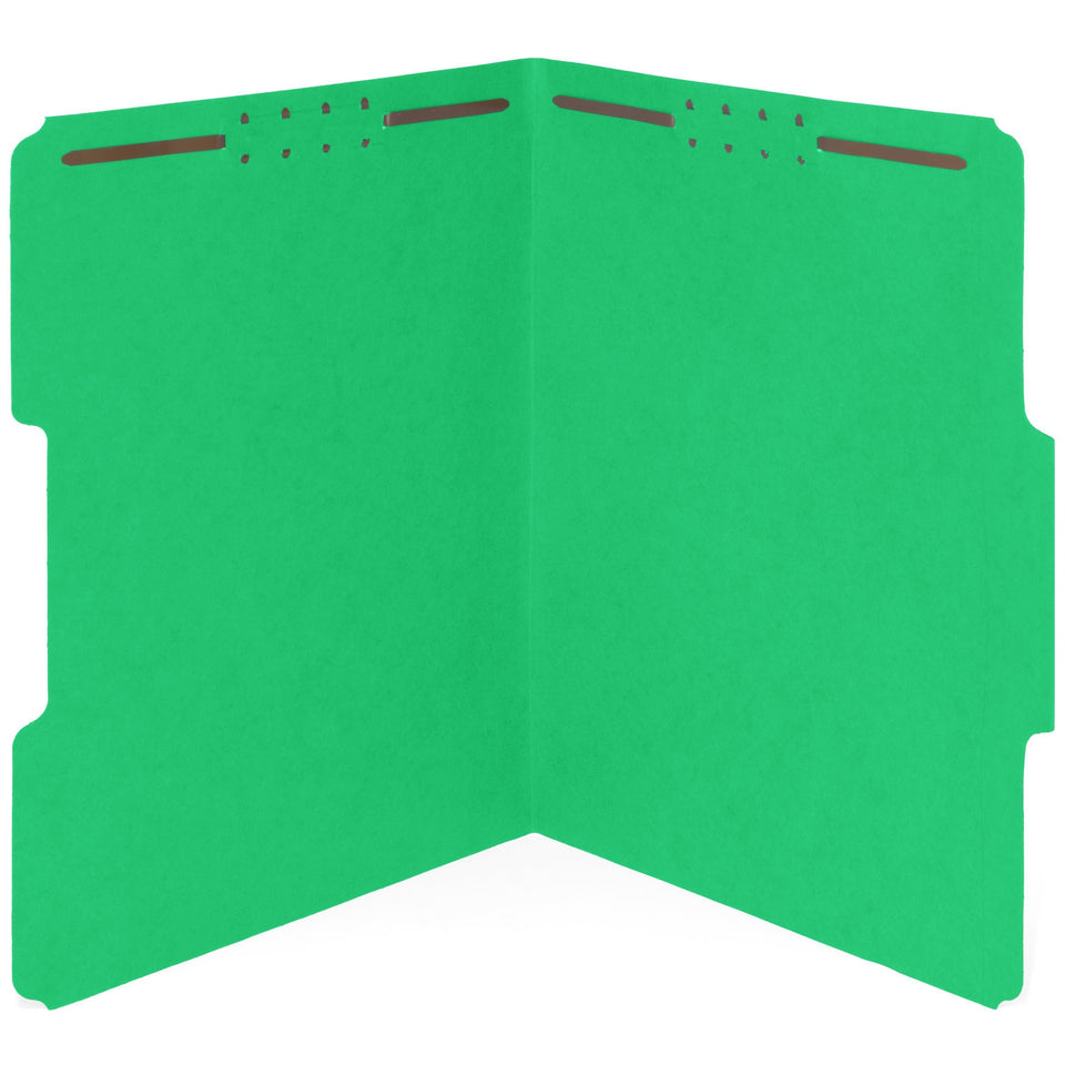 Fastener File Folders, Letter Size, Green, 50 Pack Folders Blue Summit Supplies 