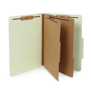 Classification Folders with 2 Dividers, Legal Size, Gray/Green, 10 Count Folders Blue Summit Supplies 