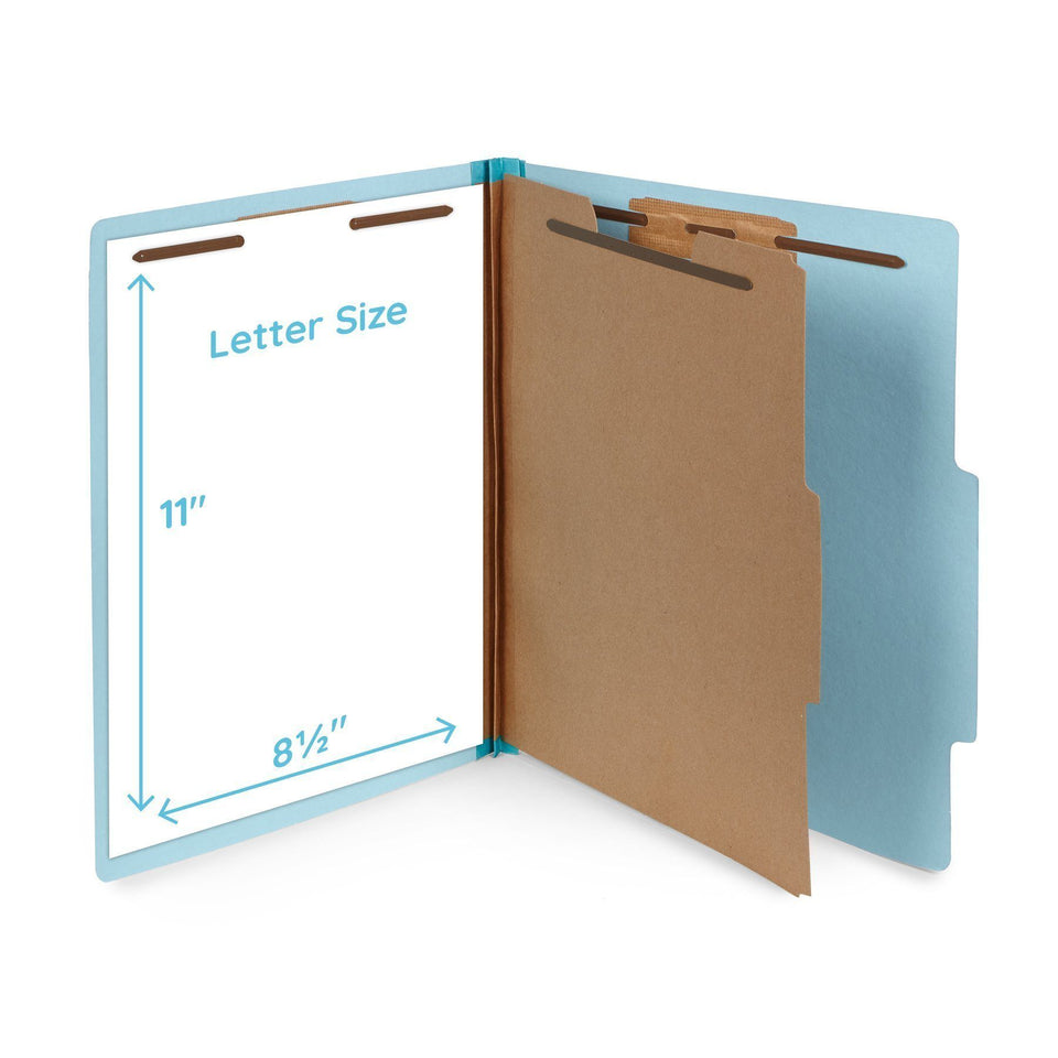 Classification Folders with 1 Divider, Letter Size, Light Blue, 10 Count Folders Blue Summit Supplies 