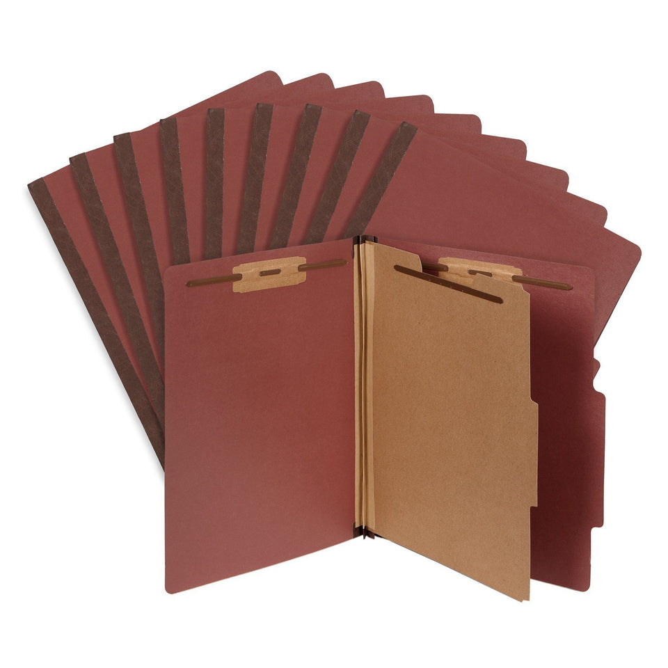 Classification Folders with 1 Divider, Letter Size, Red, 10 Count Folders Blue Summit Supplies 