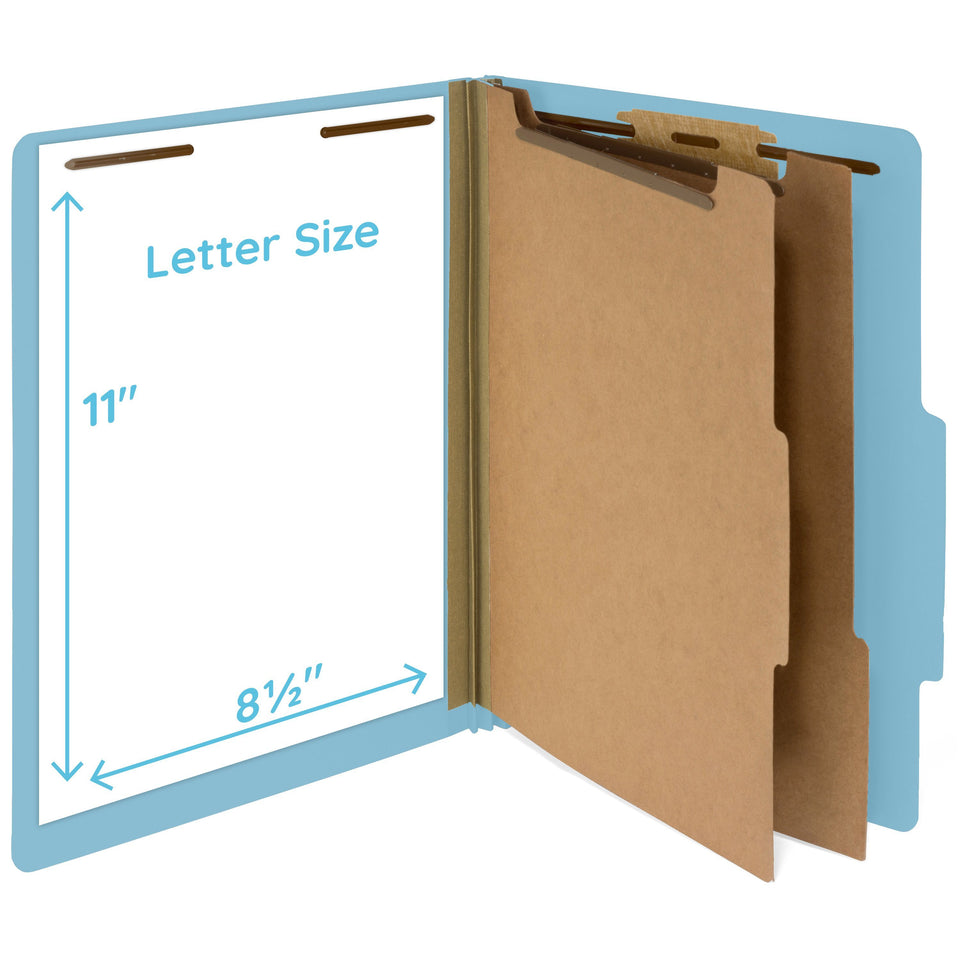 Classification Folders with 2 Dividers, Light Blue, 10 Pack Folders Blue Summit Supplies 
