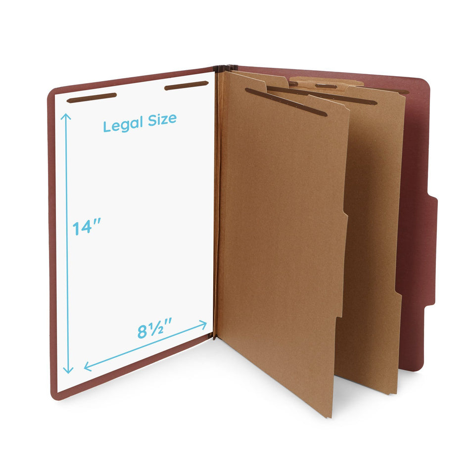 Classification Folders with 2 Dividers, Legal Size, Red, 10 Count Folders Blue Summit Supplies 