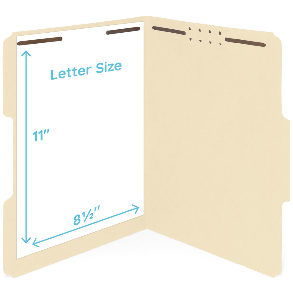 Fastener File Folders, Letter Size, Manila, 50 Pack Folders Blue Summit Supplies 